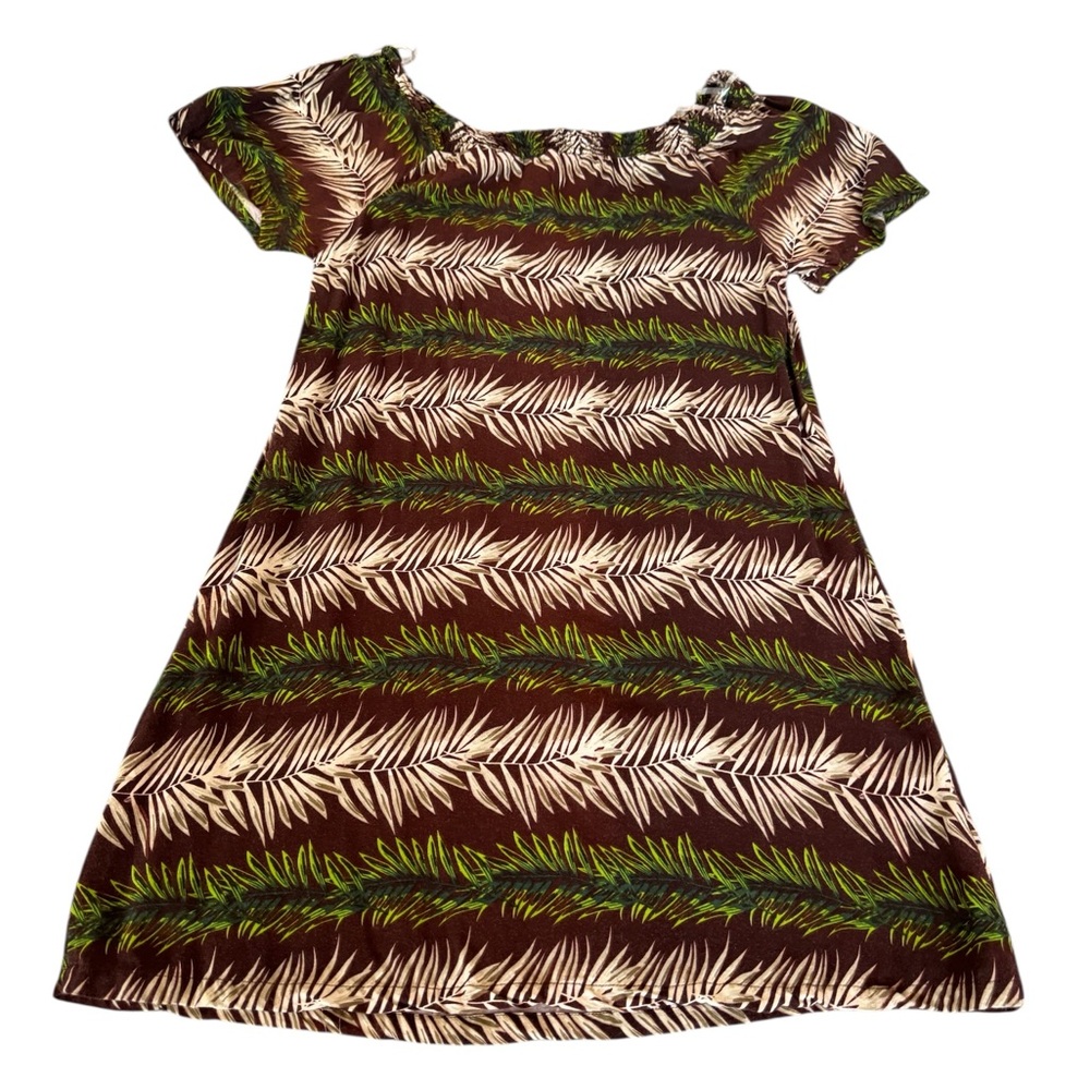 Hula Bay Women’s Dress Off the Shoulder Tropical Leaf Print Rayon SZ XL